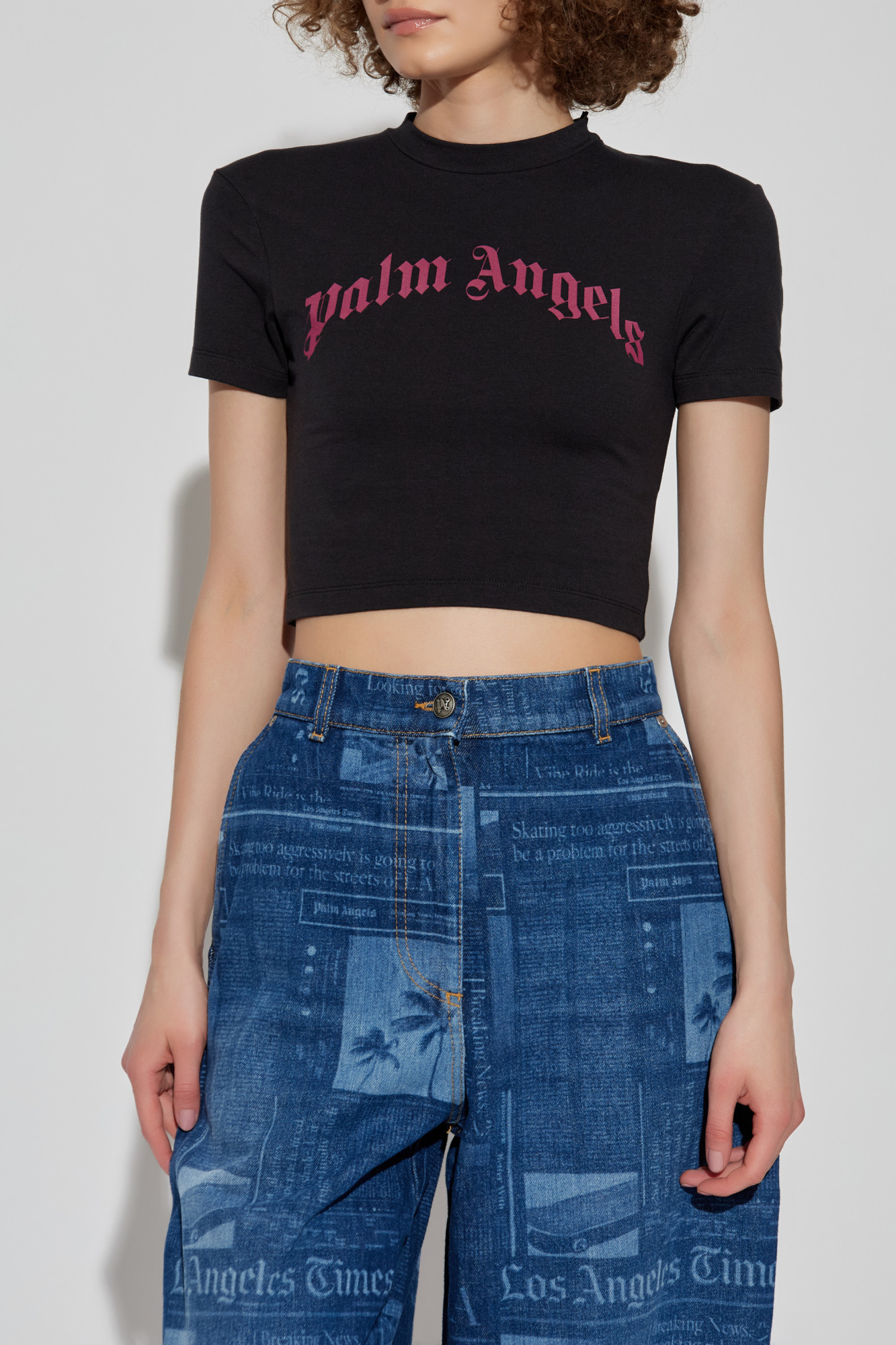 Palm Angels PMAA001S25JER00A0310 関税送料込 Palm Angels logo-embroidered half-zip Sweatshirt | Black